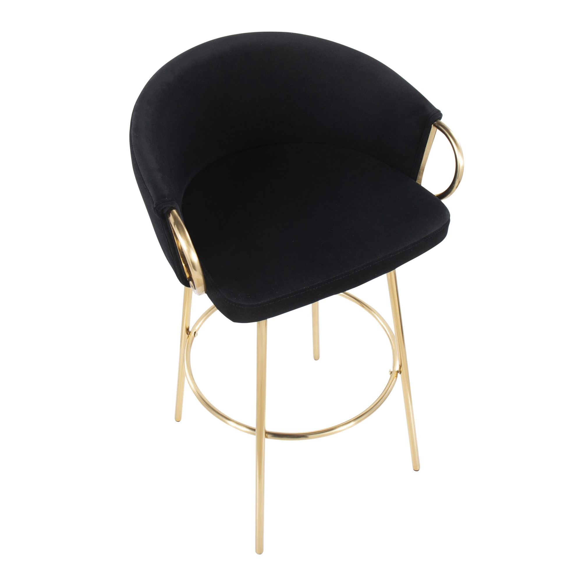 Claire 30 Gold Black Velvet Contemporary Bar Stool (Set of 2) 9 Claire 30 Gold Black Velvet Contemporary Bar Stool (Set of 2) - Image 9