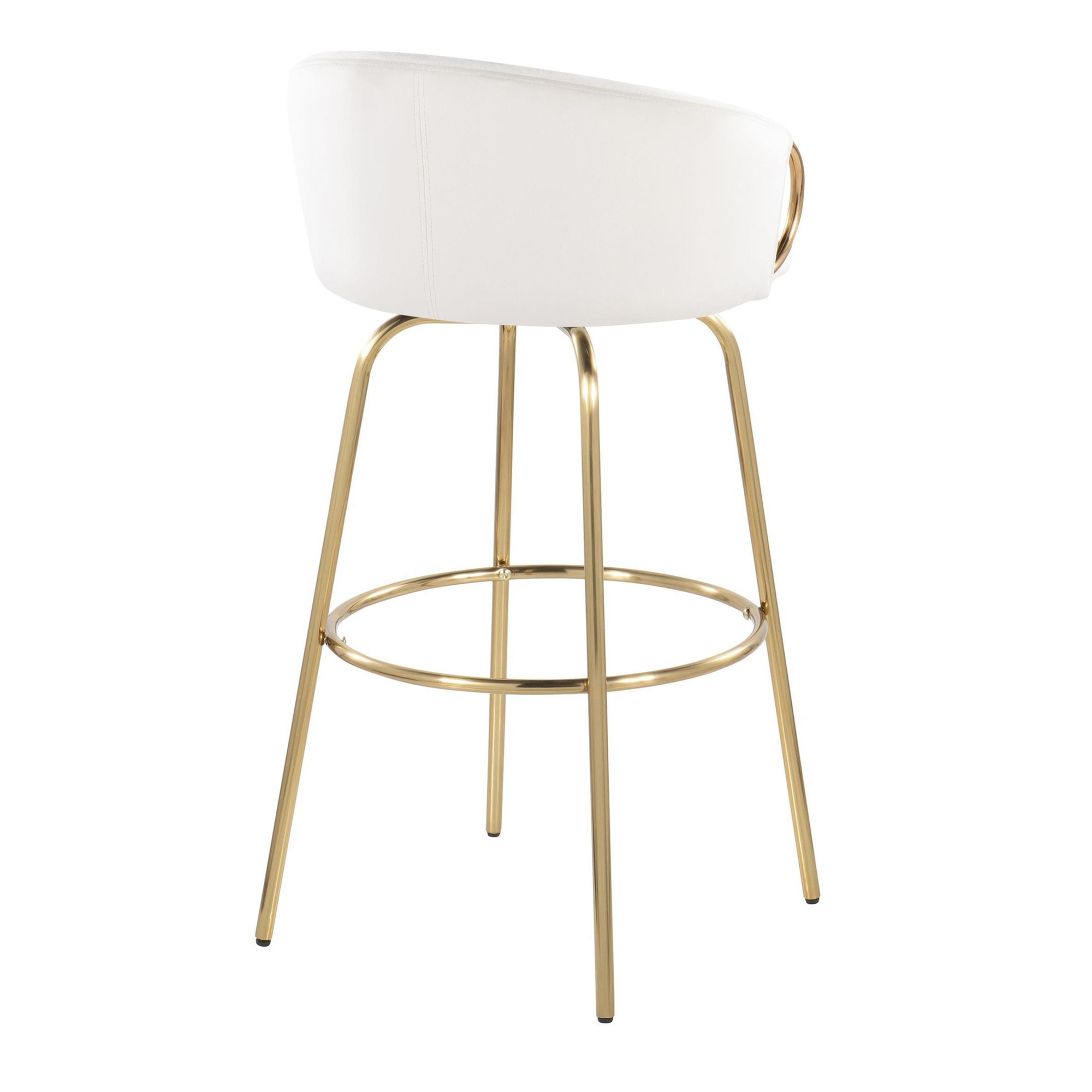 Claire 30 Gold Cream Velvet Contemporary Swivel Barstool (Set of 2) 8 Claire 30 Gold Cream Velvet Contemporary Swivel Barstool (Set of 2) - Image 8