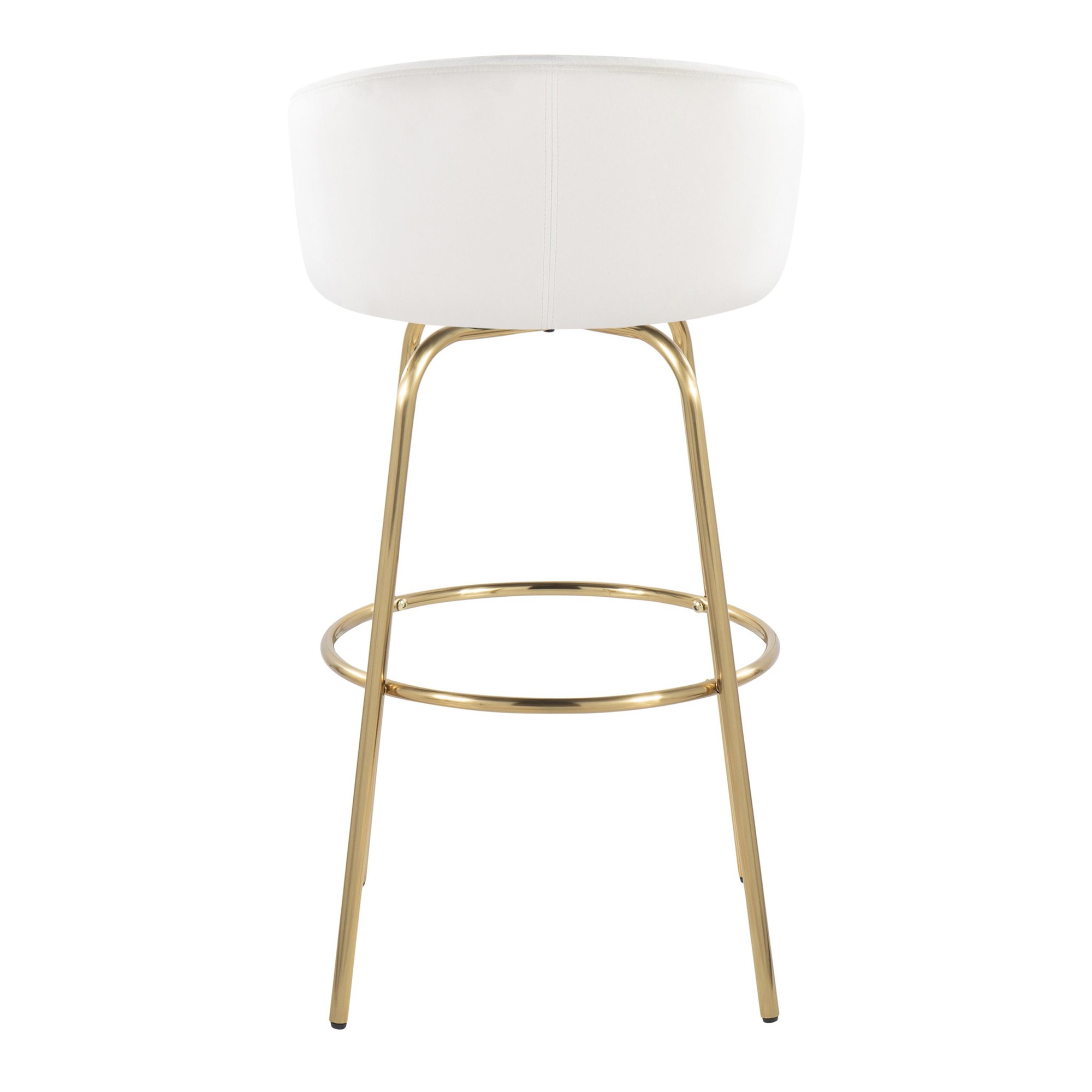 Claire 30 Gold Cream Velvet Contemporary Swivel Barstool (Set of 2) 9 Claire 30 Gold Cream Velvet Contemporary Swivel Barstool (Set of 2) - Image 9