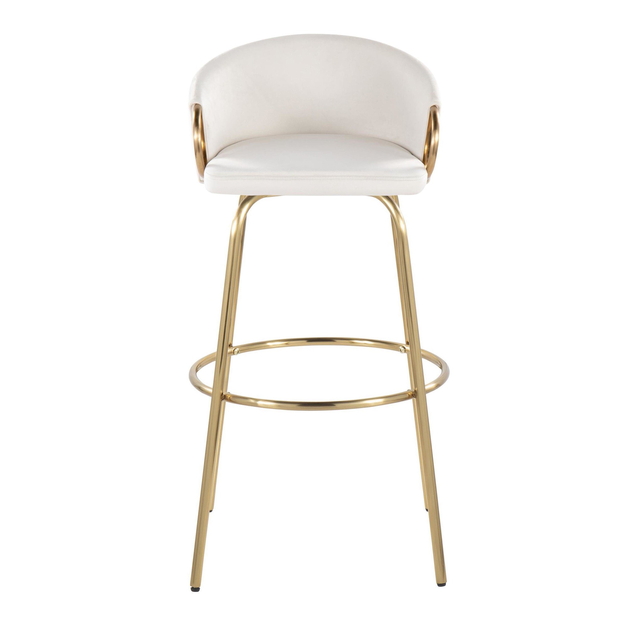 Claire 30 Gold Cream Velvet Contemporary Swivel Barstool (Set of 2) 10 Claire 30 Gold Cream Velvet Contemporary Swivel Barstool (Set of 2) - Image 10