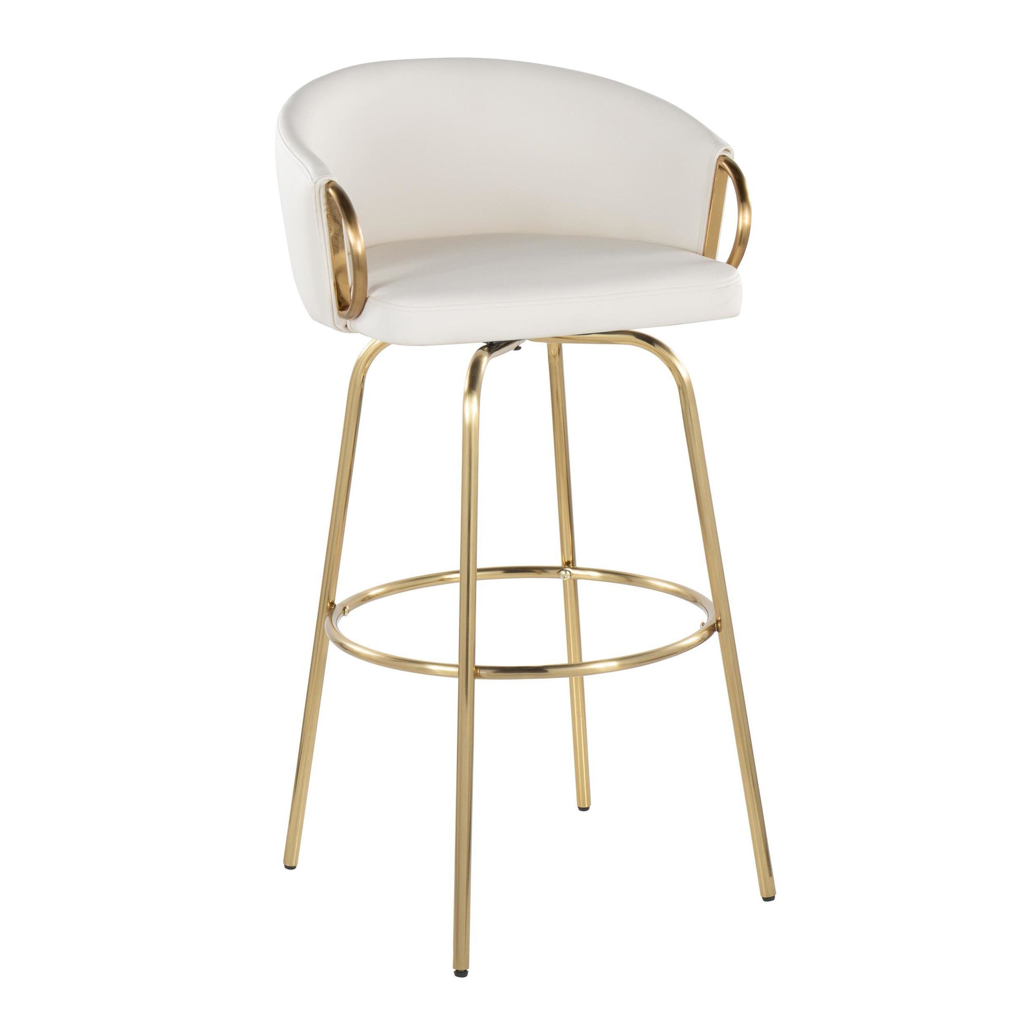Claire 30 Gold White Contemporary Swivel Barstool (Set of 2) 4 Claire 30 Gold White Contemporary Swivel Barstool (Set of 2) - Image 4