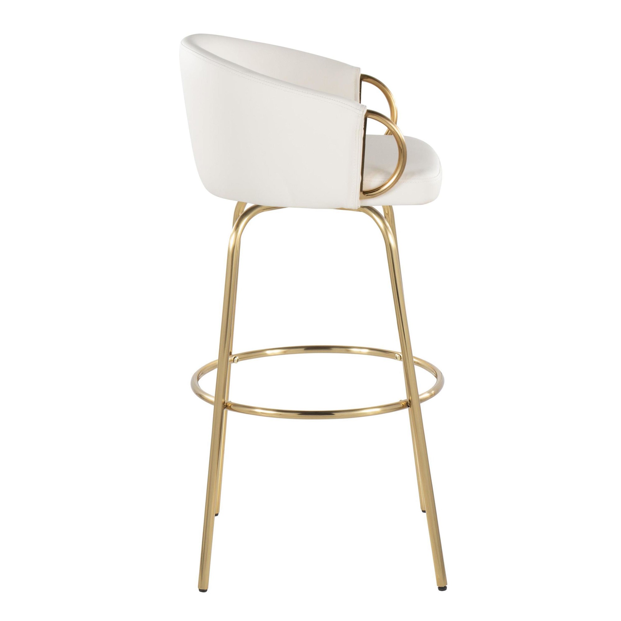 Claire 30 Gold White Contemporary Swivel Barstool (Set of 2) 5 Claire 30 Gold White Contemporary Swivel Barstool (Set of 2) - Image 5