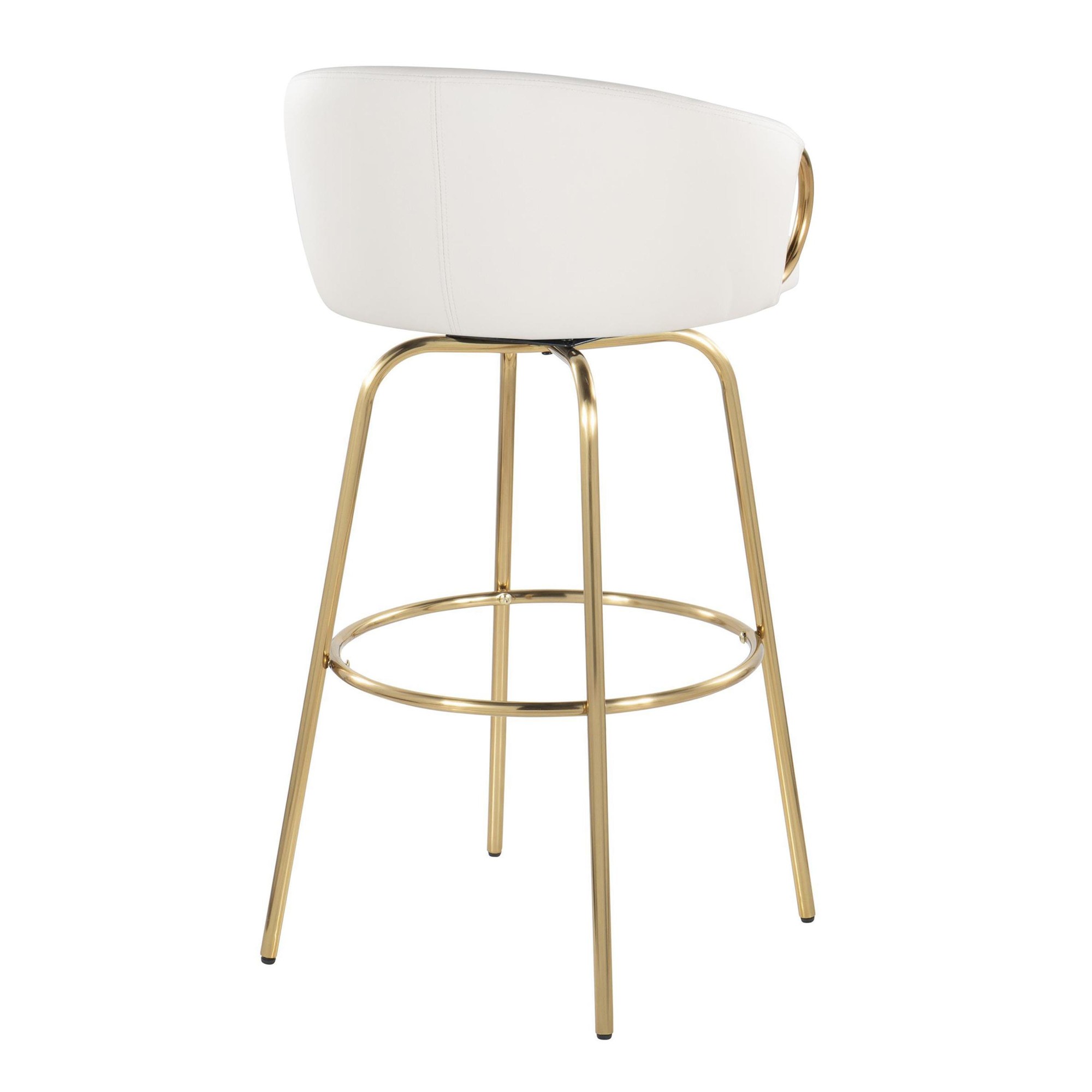 Claire 30 Gold White Contemporary Swivel Barstool (Set of 2) 6 Claire 30 Gold White Contemporary Swivel Barstool (Set of 2) - Image 6
