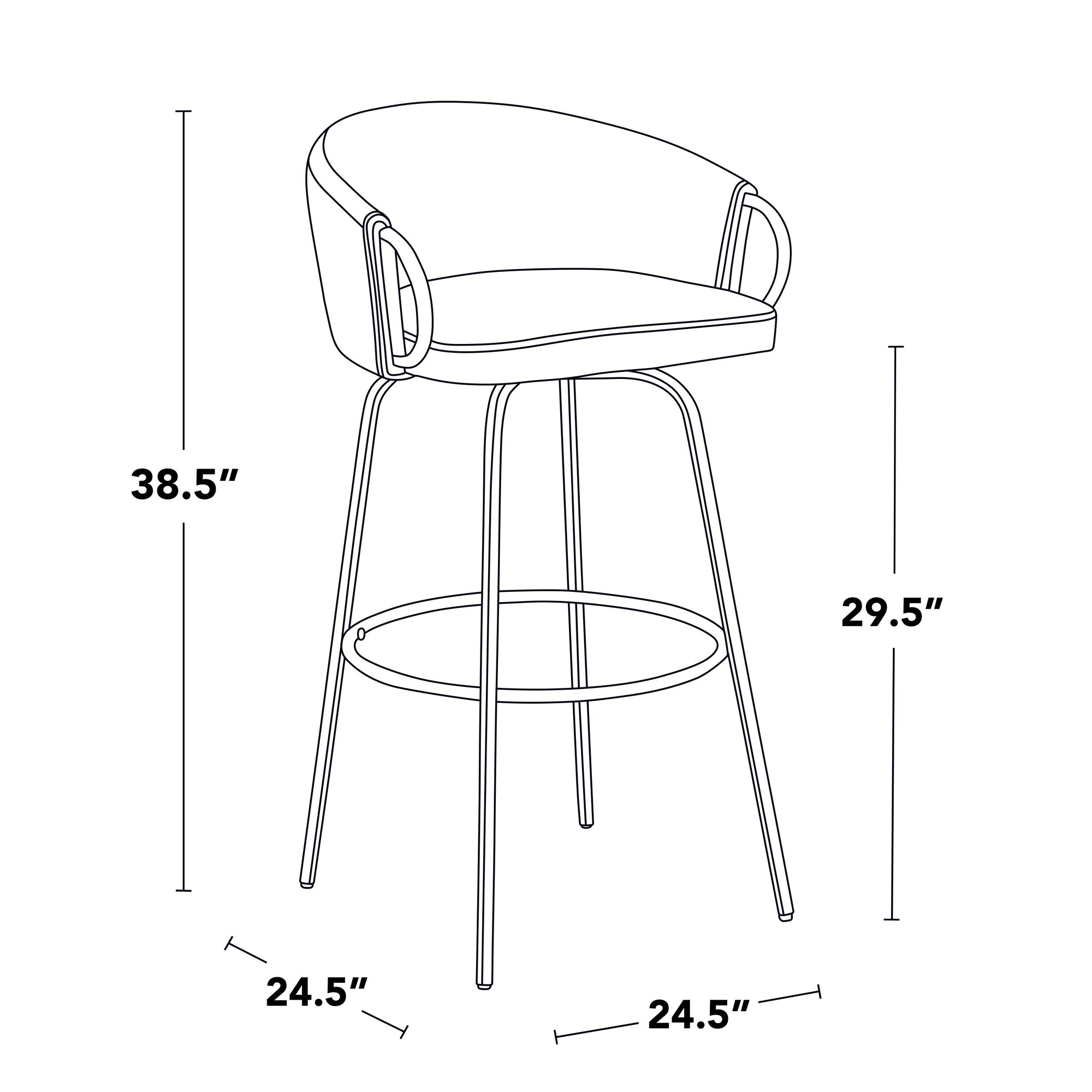 Claire 30 Gold White Contemporary Swivel Barstool (Set of 2) 9 Claire 30 Gold White Contemporary Swivel Barstool (Set of 2) - Image 9