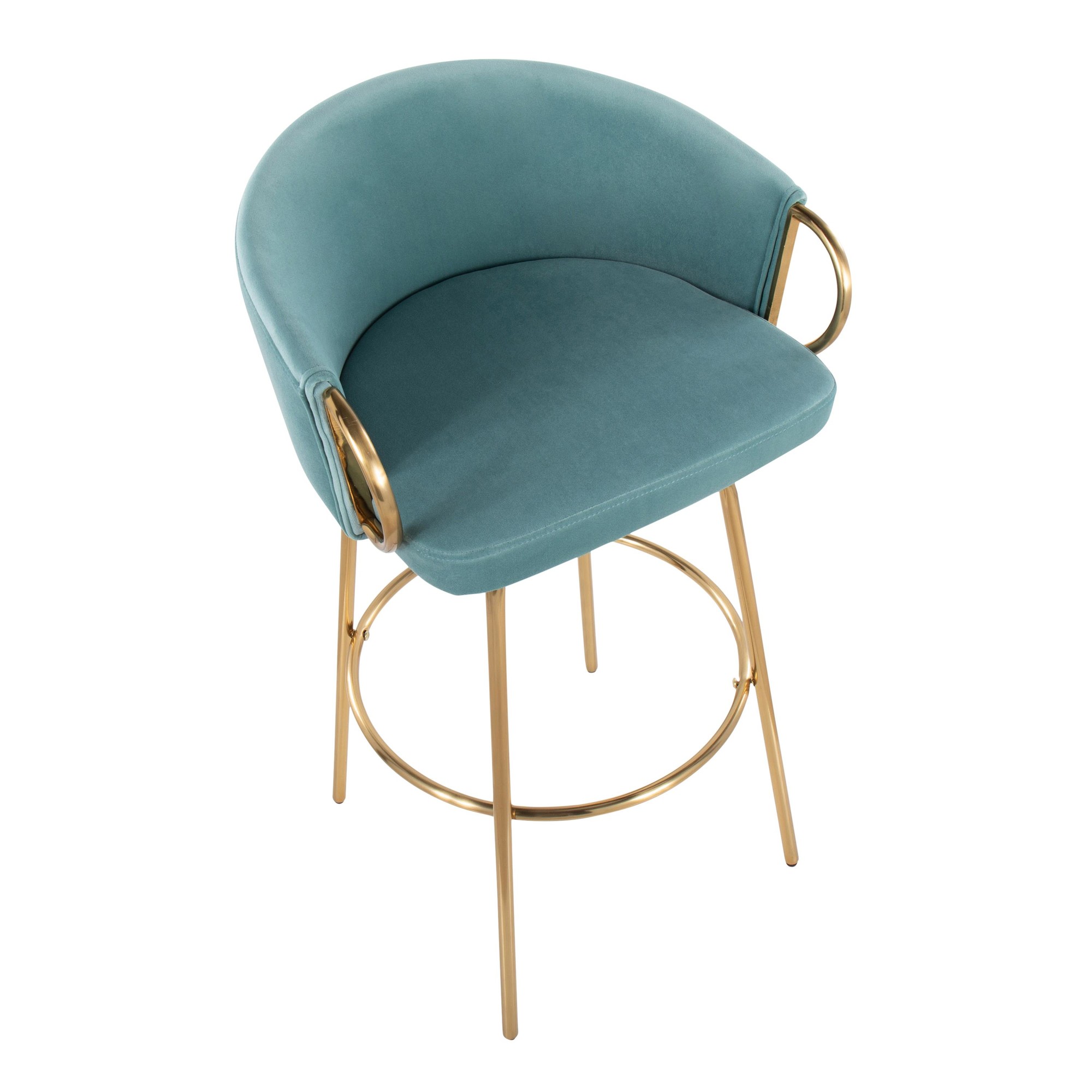 Claire 30 Light Blue Velvet Contemporary Bar Stools (Set of 2) 11 Claire 30 Light Blue Velvet Contemporary Bar Stools (Set of 2) - Image 11