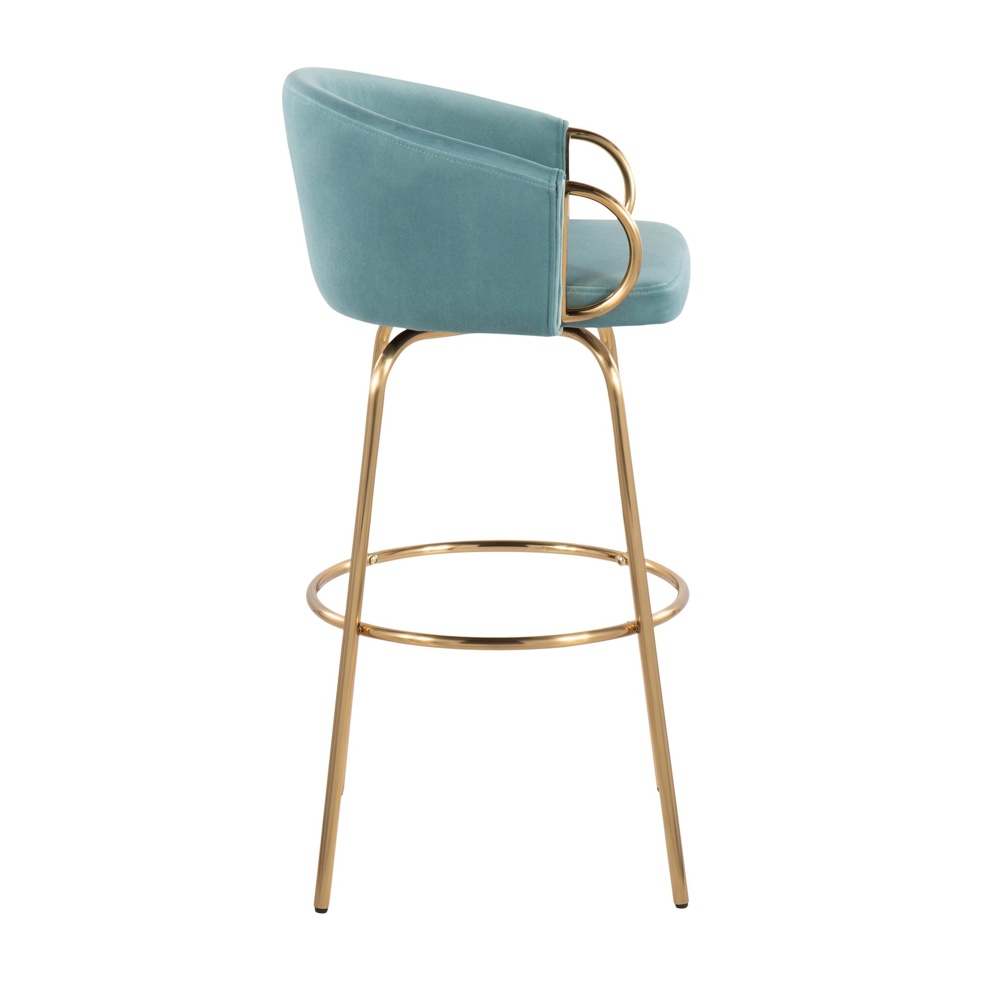 Claire 30 Light Blue Velvet Contemporary Bar Stools (Set of 2) 7 Claire 30 Light Blue Velvet Contemporary Bar Stools (Set of 2) - Image 7