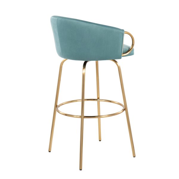 Claire 30 Light Blue Velvet Contemporary Bar Stools Set of 2 7