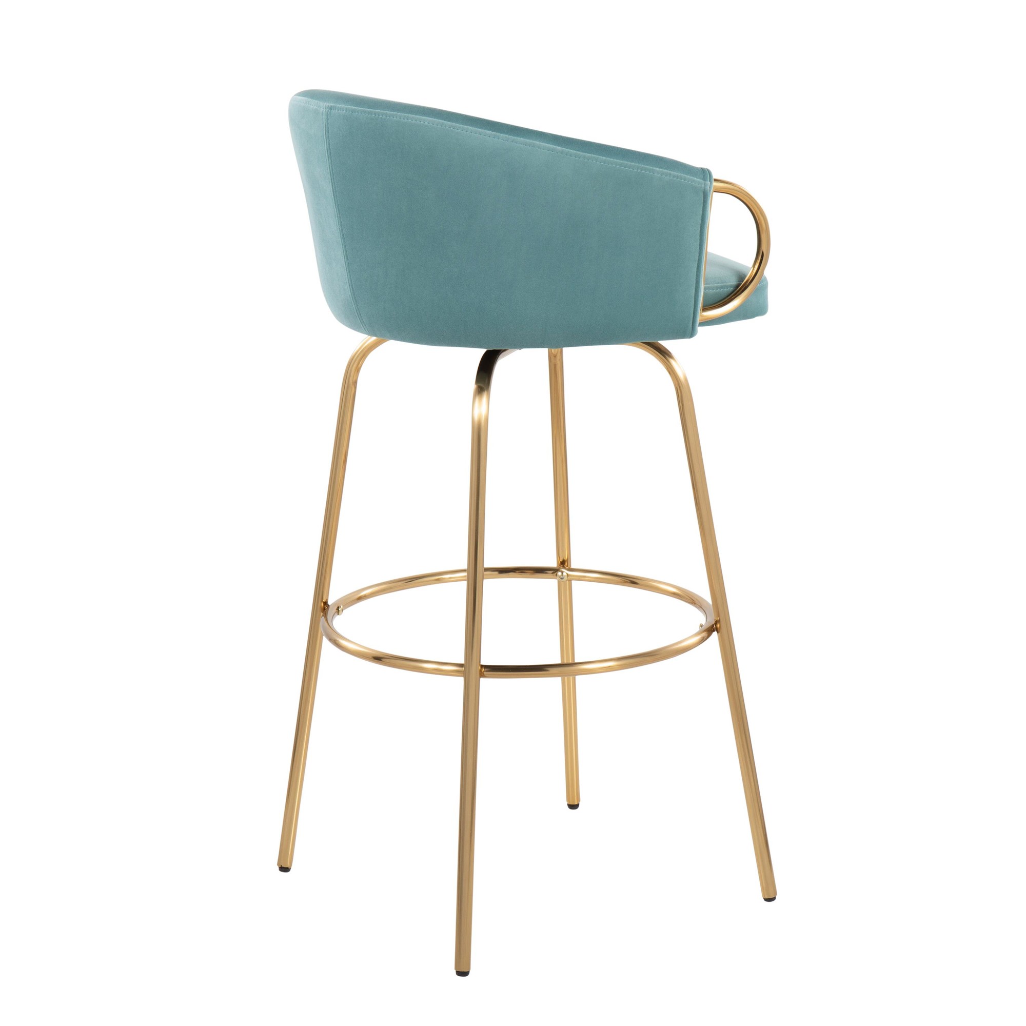 Claire 30 Light Blue Velvet Contemporary Bar Stools (Set of 2) 8 Claire 30 Light Blue Velvet Contemporary Bar Stools (Set of 2) - Image 8