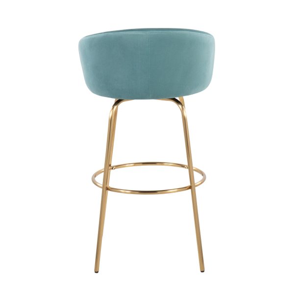 Claire 30 Light Blue Velvet Contemporary Bar Stools Set of 2 8