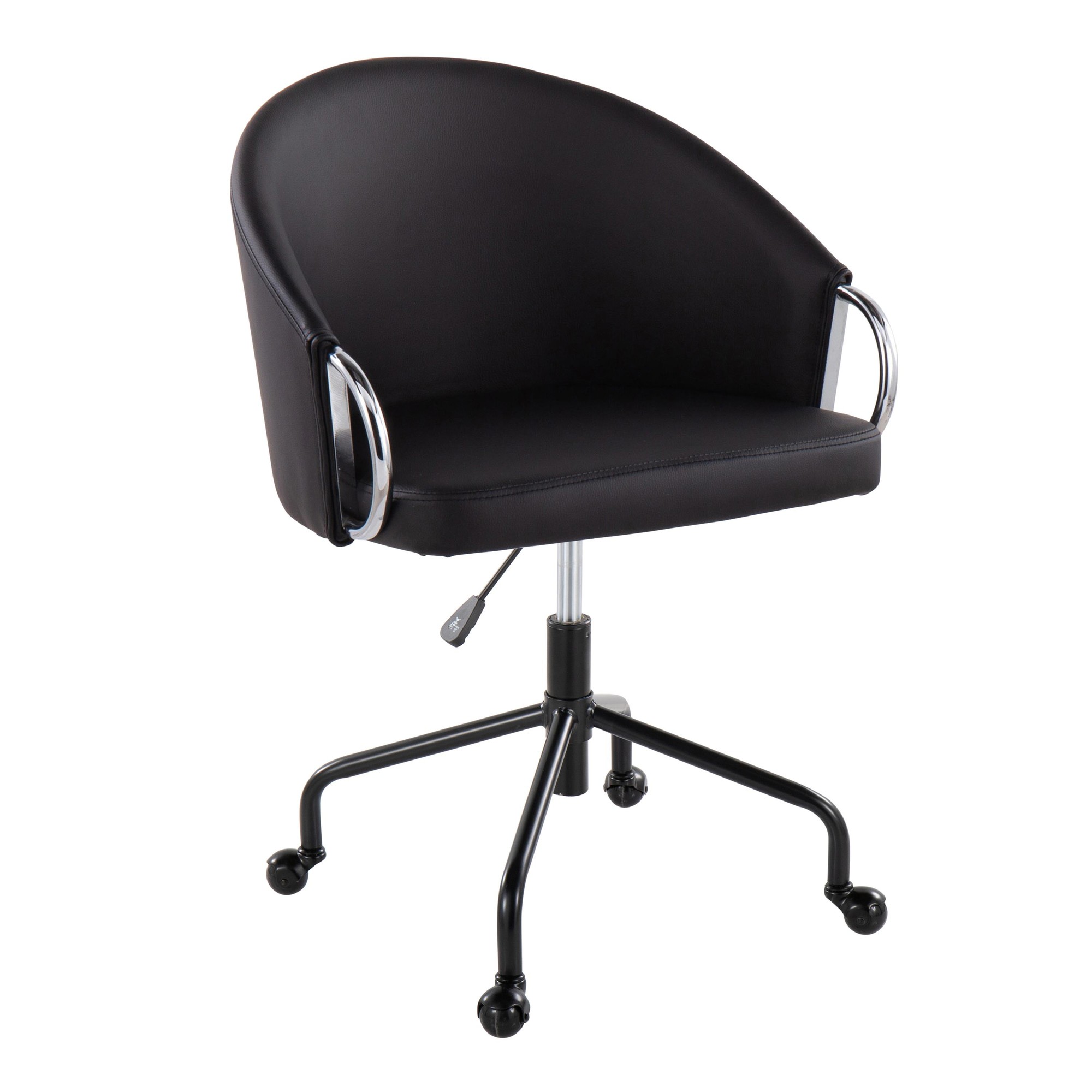 Claire Black Faux Leather Contemporary Swivel Task Chair 3 Claire Black Faux Leather Contemporary Swivel Task Chair - Image 3