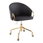 Claire Black Faux Leather Gold Contemporary Task Chair 11 Claire Black Faux Leather Gold Contemporary Task Chair