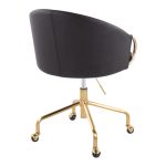 Claire Black Faux Leather Gold Contemporary Task Chair 13 Claire Black Faux Leather Gold Contemporary Task Chair