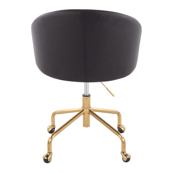 Claire Black Faux Leather Gold Contemporary Task Chair 5