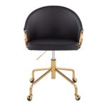Claire Black Faux Leather Gold Contemporary Task Chair 15 Claire Black Faux Leather Gold Contemporary Task Chair