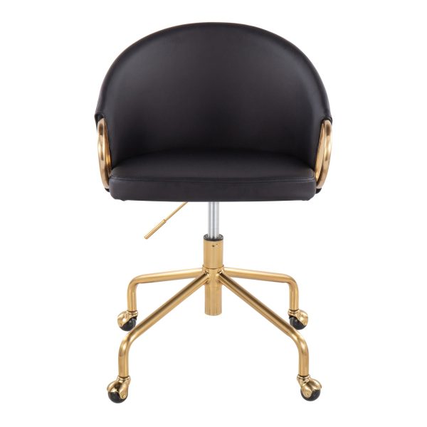 Claire Black Faux Leather Gold Contemporary Task Chair 6