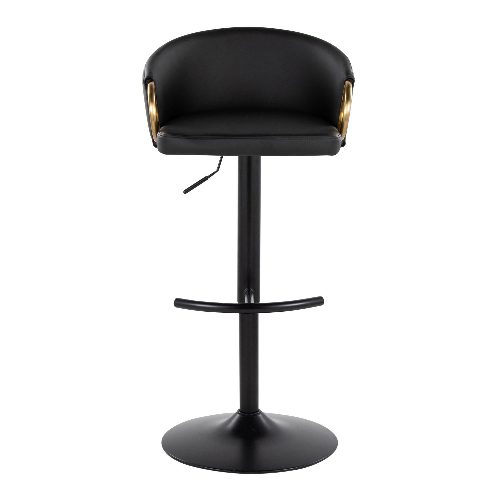 Claire Black Faux Leather Gold Metal Contemporary Barstool (Set of 2) 10 Claire Black Faux Leather Gold Metal Contemporary Barstool (Set of 2) - Image 10