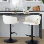 Claire Black Gold White Contemporary Swivel Barstool (Set of 2)