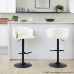 Claire Black Gold White Contemporary Swivel Barstool (Set of 2)