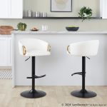Claire Black Gold White Contemporary Swivel Barstool (Set of 2)