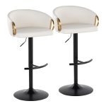 Claire Black Gold White Contemporary Swivel Barstool (Set of 2)