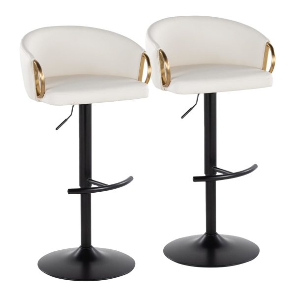 Claire Black Gold White Contemporary Swivel Barstool Set of 2 4