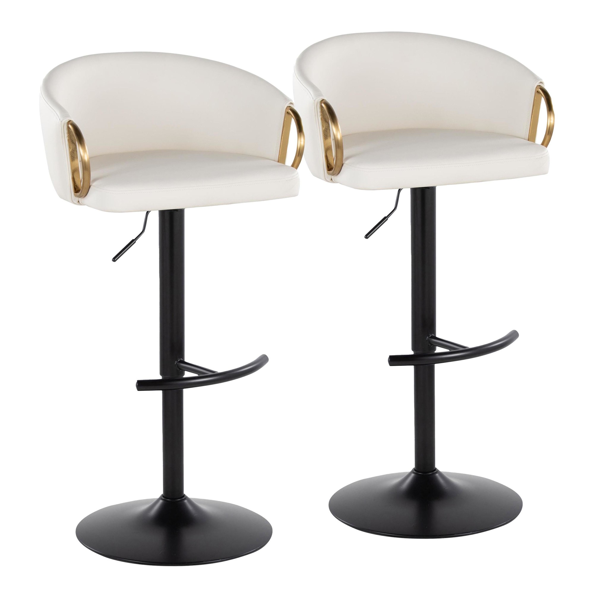 Claire Black Gold White Contemporary Swivel Barstool (Set of 2) 5 Claire Black Gold White Contemporary Swivel Barstool (Set of 2) - Image 5