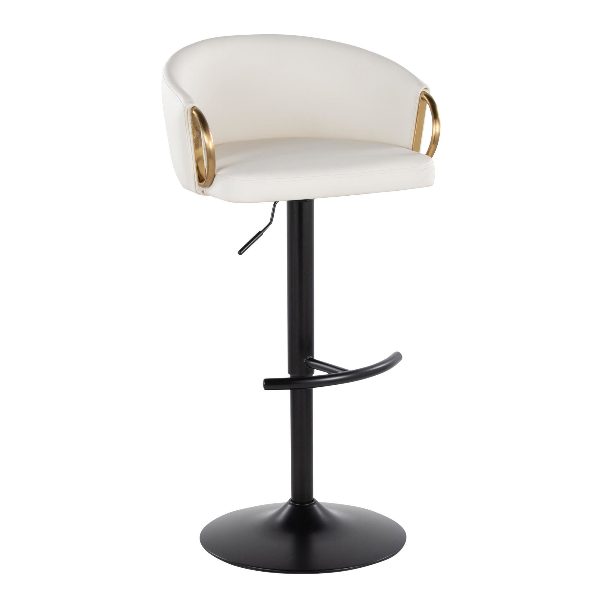 Claire Black Gold White Contemporary Swivel Barstool (Set of 2) 6 Claire Black Gold White Contemporary Swivel Barstool (Set of 2) - Image 6