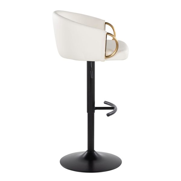 Claire Black Gold White Contemporary Swivel Barstool Set of 2 6