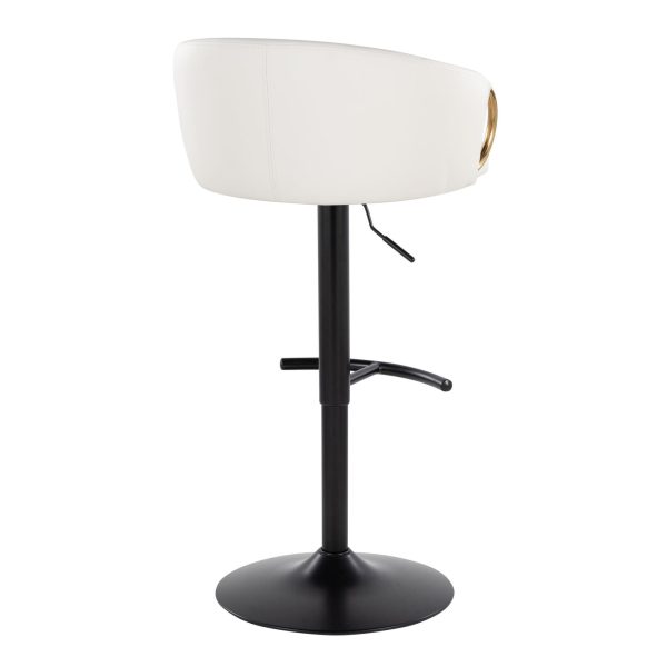 Claire Black Gold White Contemporary Swivel Barstool Set of 2 7