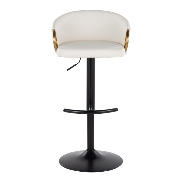 Claire Black Gold White Contemporary Swivel Barstool Set of 2 9