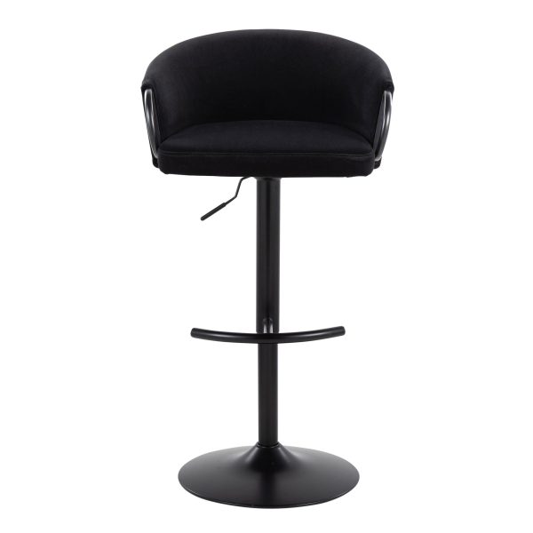 Claire Black Velvet Contemporary Swivel Adjustable Barstool Set of 2 10