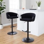 Claire Black Velvet Contemporary Swivel Adjustable Barstool (Set of 2) 16 Claire Black Velvet Contemporary Swivel Adjustable Barstool (Set of 2)
