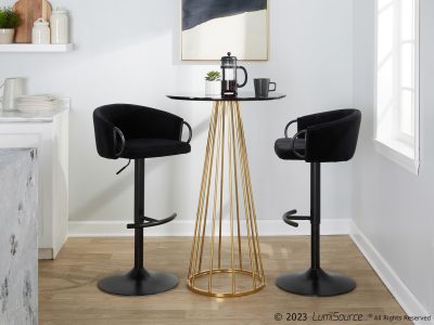 Claire Black Velvet Contemporary Swivel Adjustable Barstool (Set of 2)