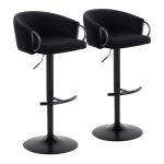 Claire Black Velvet Contemporary Swivel Adjustable Barstool (Set of 2) 18 Claire Black Velvet Contemporary Swivel Adjustable Barstool (Set of 2)