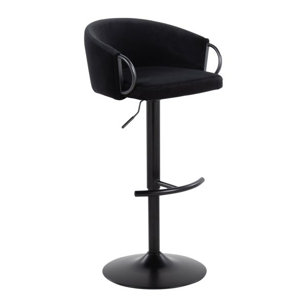 Claire Black Velvet Contemporary Swivel Adjustable Barstool Set of 2 6