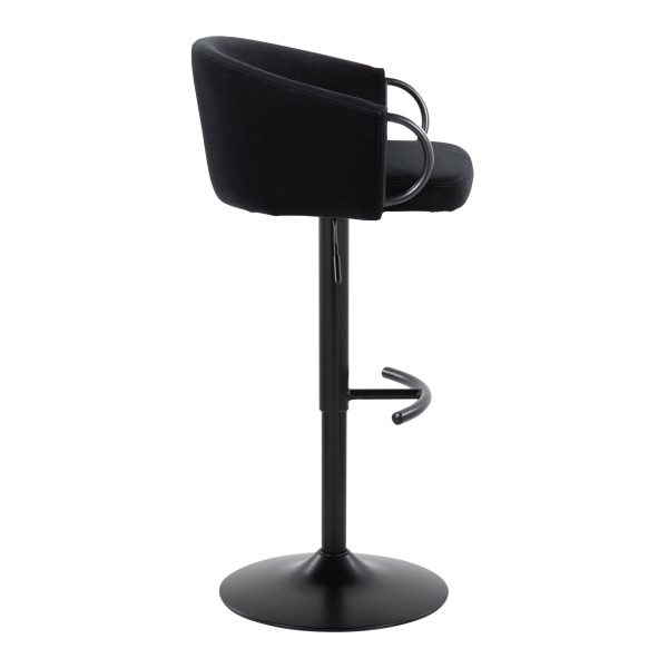 Claire Black Velvet Contemporary Swivel Adjustable Barstool Set of 2 7