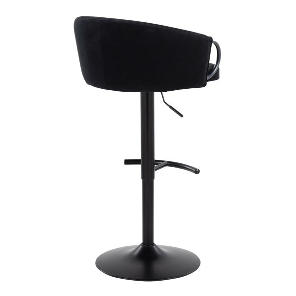 Claire Black Velvet Contemporary Swivel Adjustable Barstool Set of 2 8