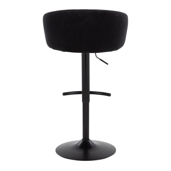 Claire Black Velvet Contemporary Swivel Adjustable Barstool Set of 2 9