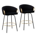 Claire Black Velvet Gold Accent Contemporary Counter Stool (Set of 2) 9 Claire Black Velvet Gold Accent Contemporary Counter Stool (Set of 2)
