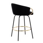Claire Black Velvet Gold Accent Contemporary Counter Stool (Set of 2) 12 Claire Black Velvet Gold Accent Contemporary Counter Stool (Set of 2)
