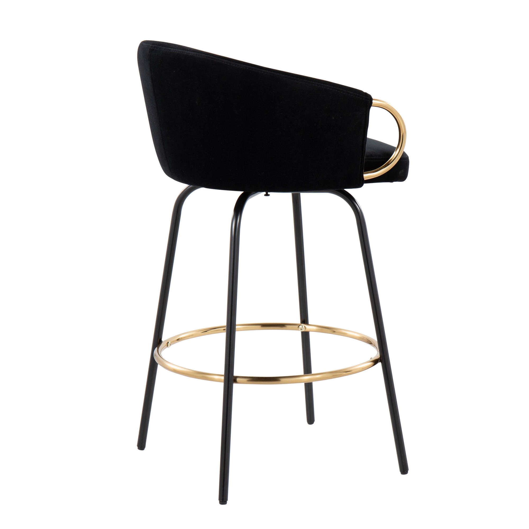 Claire Black Velvet Gold Accent Contemporary Counter Stool (Set of 2) 4 Claire Black Velvet Gold Accent Contemporary Counter Stool (Set of 2) - Image 4