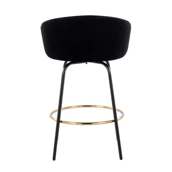 Claire Black Velvet Gold Accent Contemporary Counter Stool Set of 2 5