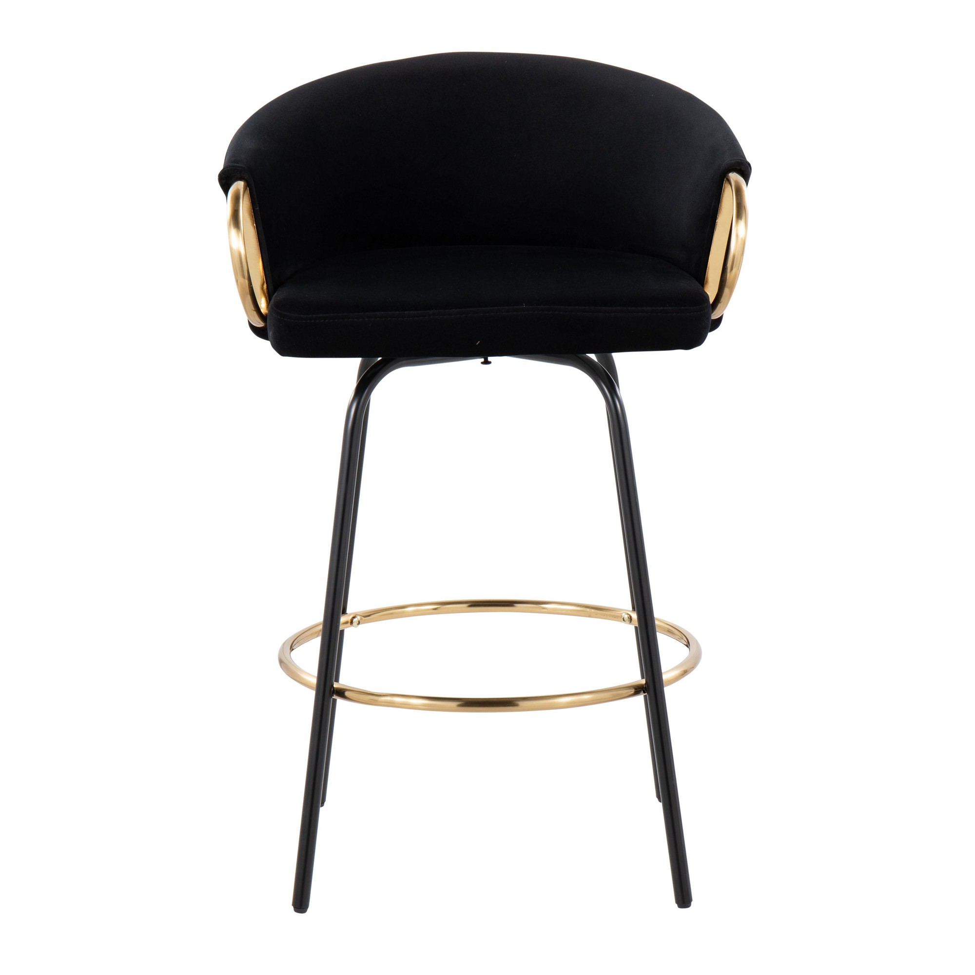 Claire Black Velvet Gold Accent Contemporary Counter Stool (Set of 2) 6 Claire Black Velvet Gold Accent Contemporary Counter Stool (Set of 2) - Image 6
