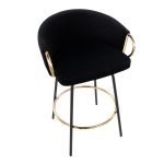 Claire Black Velvet Gold Accent Contemporary Counter Stool (Set of 2) 15 Claire Black Velvet Gold Accent Contemporary Counter Stool (Set of 2)
