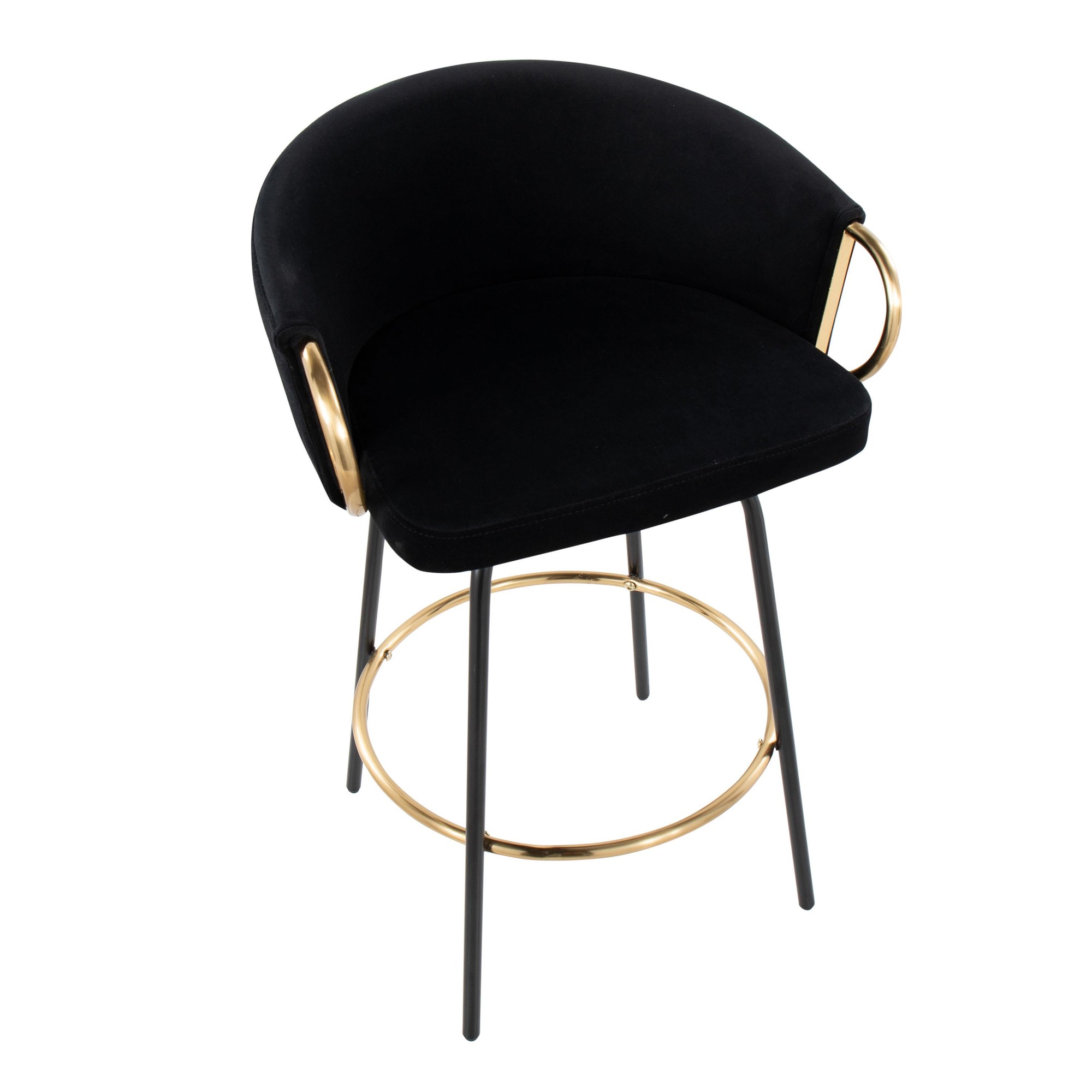 Claire Black Velvet Gold Accent Contemporary Counter Stool (Set of 2) 7 Claire Black Velvet Gold Accent Contemporary Counter Stool (Set of 2) - Image 7