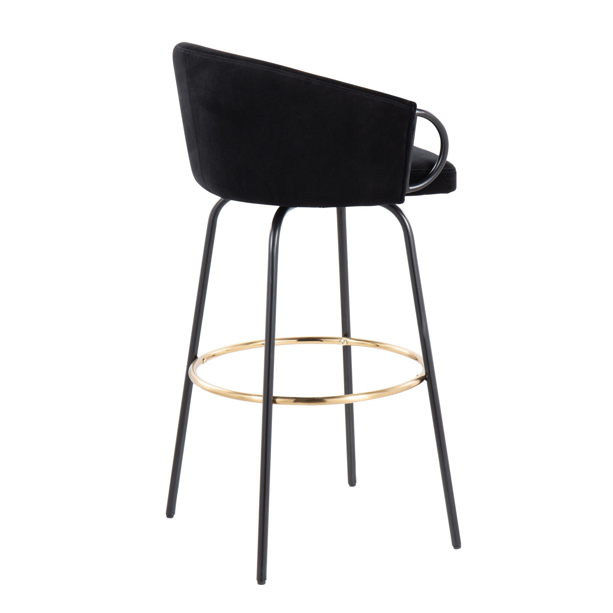 Claire Black Velvet Gold Contemporary Bar Stools (Set of 2) 6 Claire Black Velvet Gold Contemporary Bar Stools (Set of 2) - Image 6