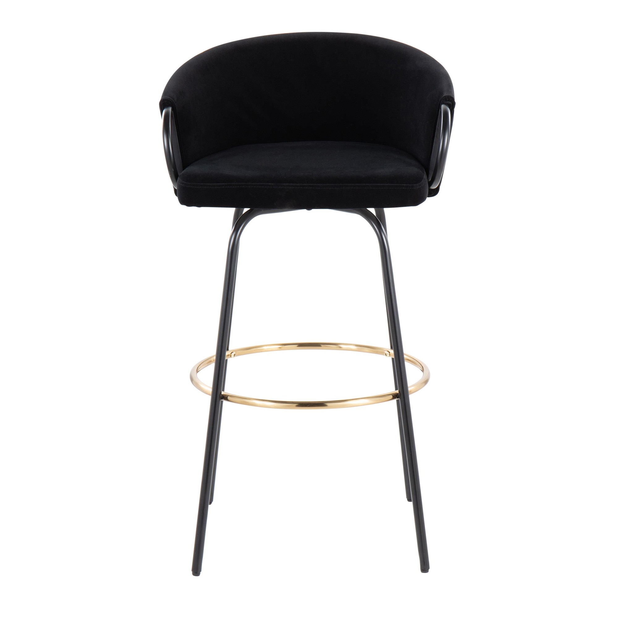 Claire Black Velvet Gold Contemporary Bar Stools (Set of 2) 8 Claire Black Velvet Gold Contemporary Bar Stools (Set of 2) - Image 8