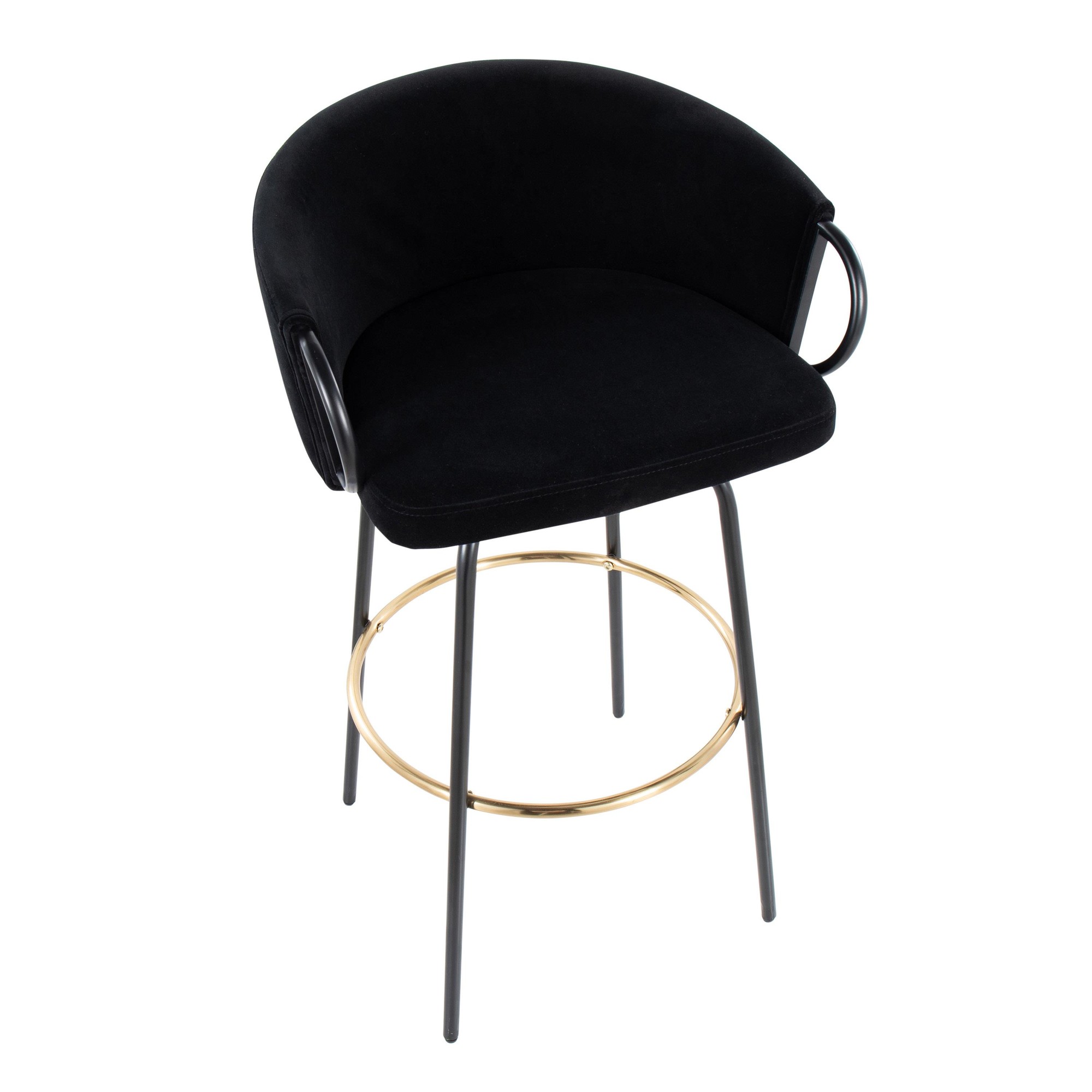 Claire Black Velvet Gold Contemporary Bar Stools (Set of 2) 9 Claire Black Velvet Gold Contemporary Bar Stools (Set of 2) - Image 9