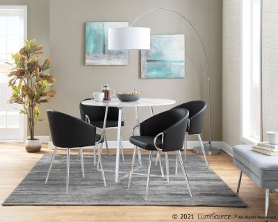 Claire Chrome Black Faux Leather Contemporary Dining Chairs (Set of 2)