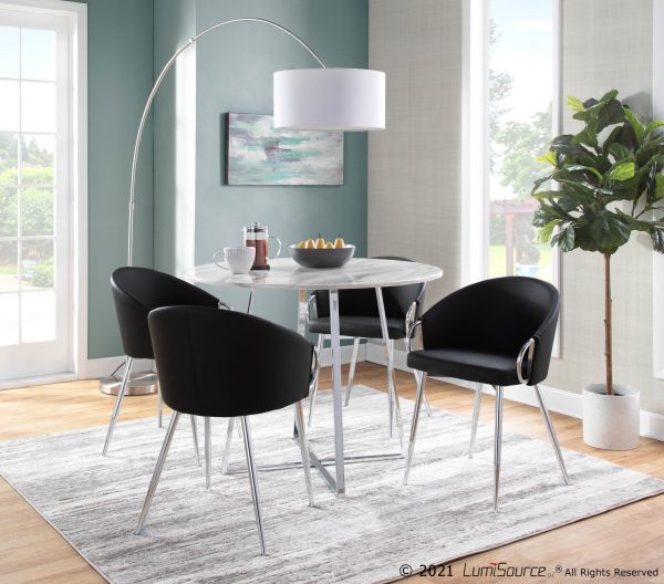 Claire Contemporary Black Faux Leather and Silver Metal Accent Chair 1